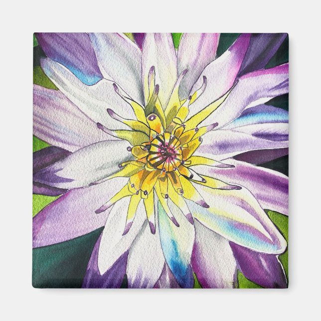 Watercolor water lilies fine art magnet (Front)