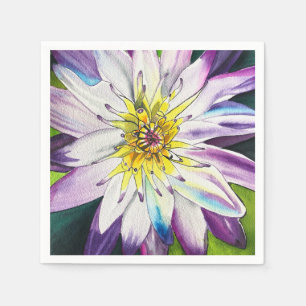 Watercolor water lilies fine art napkin
