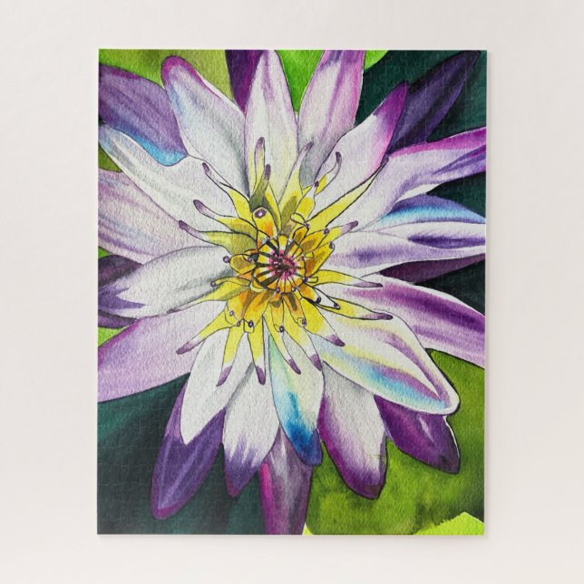 Watercolor water lily fine art jigsaw puzzle (Vertical)