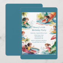 Watercolor Water Slide Kids Age Birthday Party