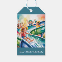 Watercolor Water Slide Kids Age Birthday Thank You