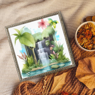 Watercolor Waterfall Art Photo Print