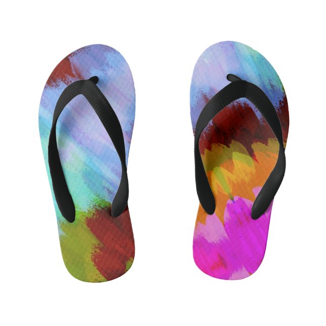 Watercolor waterfall, nature 2 kid's thongs (Footbed)
