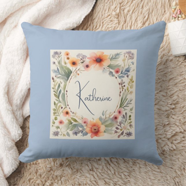 Watercolor Waterflowers Personal Cushion (Blanket)