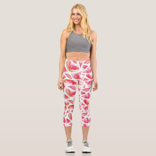 Watercolor Watermelon 1 Capri Leggings