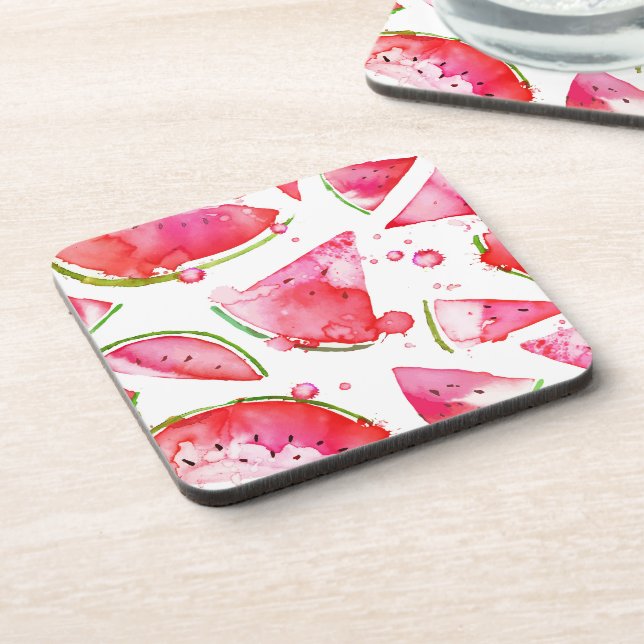 Watercolor Watermelon 1 Coaster (Left Side)