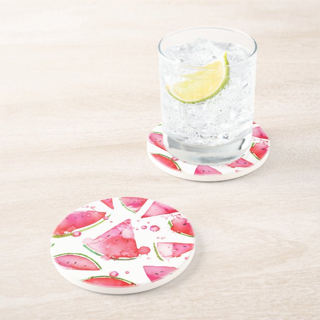 Watercolor Watermelon 1 Coaster (Side)