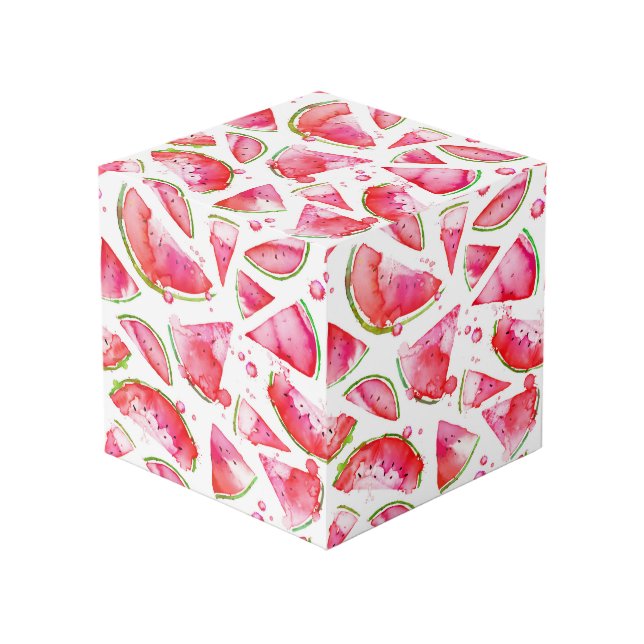 Watercolor Watermelon 1 Cube (Front Angled)