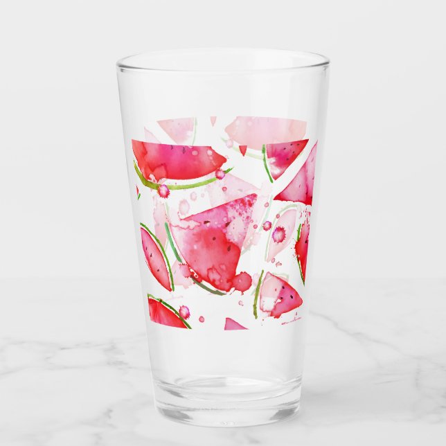 Watercolor Watermelon 1 Glass (Front)