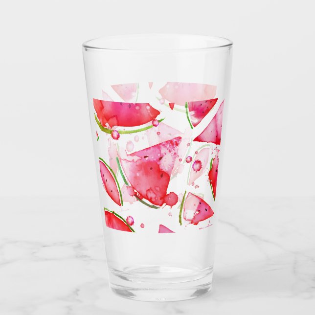 Watercolor Watermelon 1 Glass (Front)