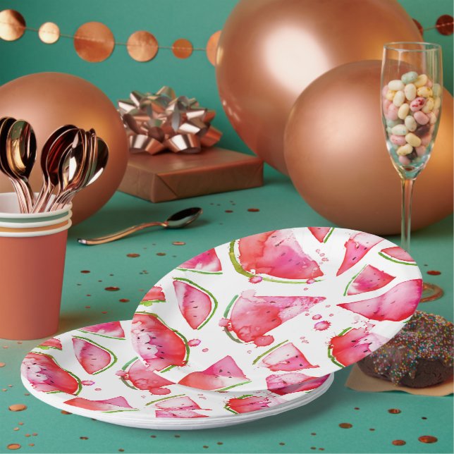Watercolor Watermelon 1 Paper Plate (Multi)
