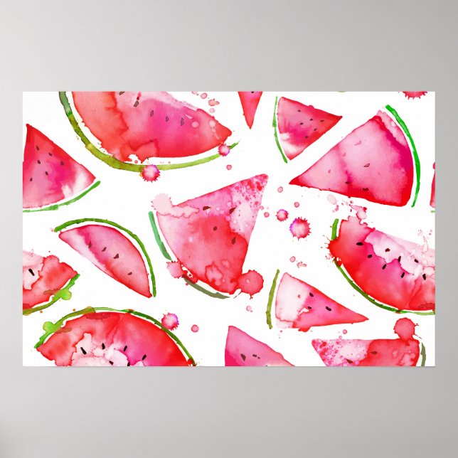 Watercolor Watermelon 1 Poster (Front)
