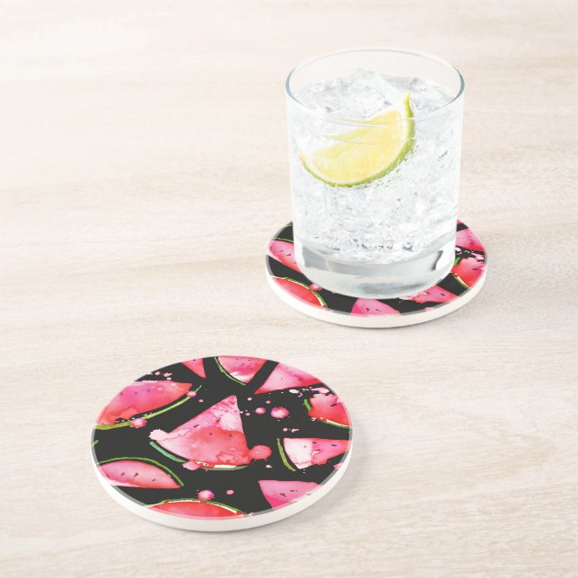 Watercolor Watermelon 2 Coaster (Side)