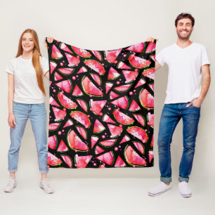 Watercolor Watermelon 2 Fleece Blanket