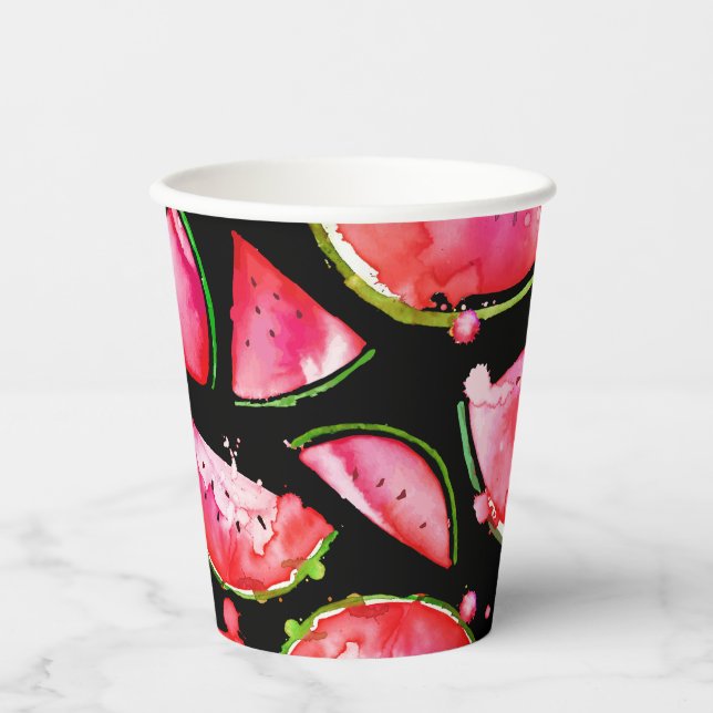 Watercolor Watermelon 2 Paper Cups (Front)