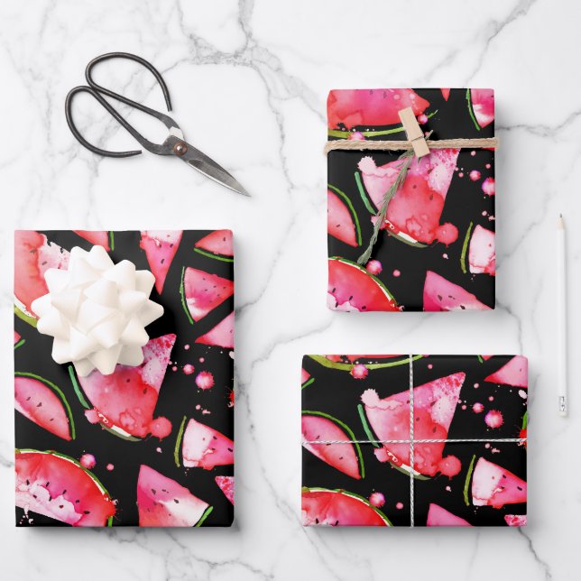 Watercolor Watermelon 2 Wrapping Paper Sheet (Front)