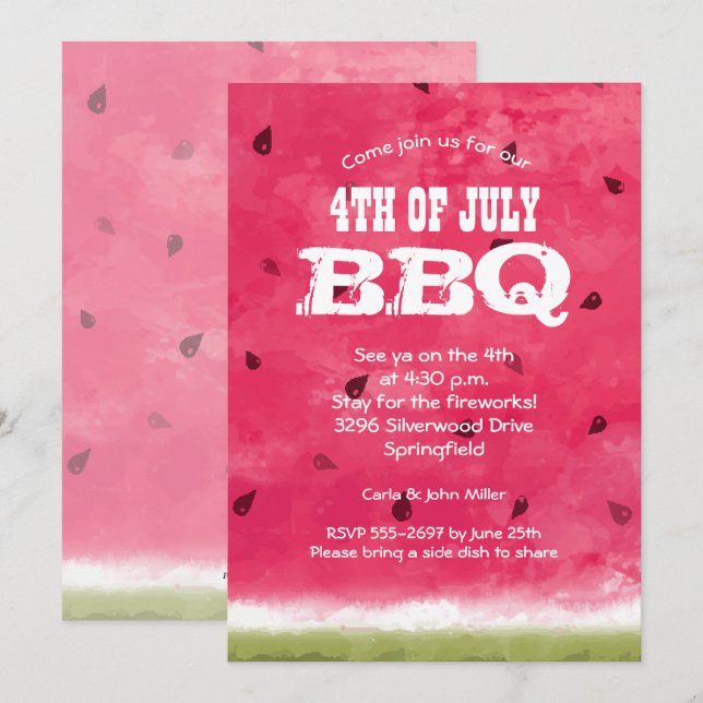 Watercolor Watermelon 4th of July (Front/Back)