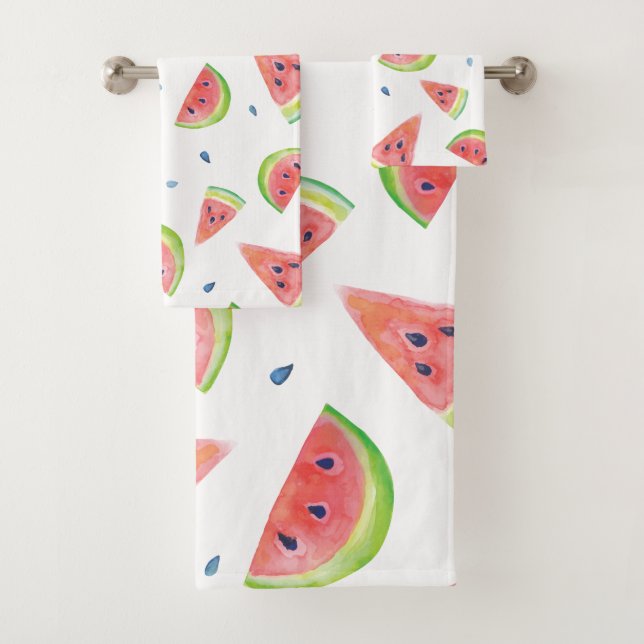 Watercolor Watermelon Bath Towel Set (Insitu)