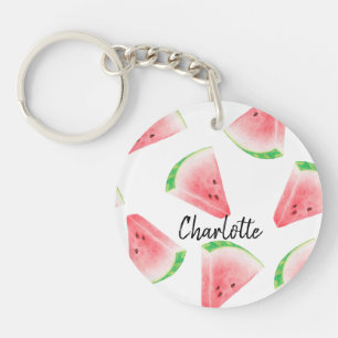 Watercolor watermelon custom name gift key ring