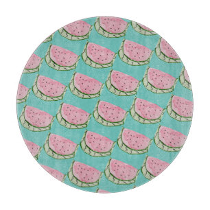 Watercolor Watermelon Doodles Painted Patterned Cutting Board