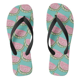 Watercolor Watermelon Doodles Painted Patterned  Thongs