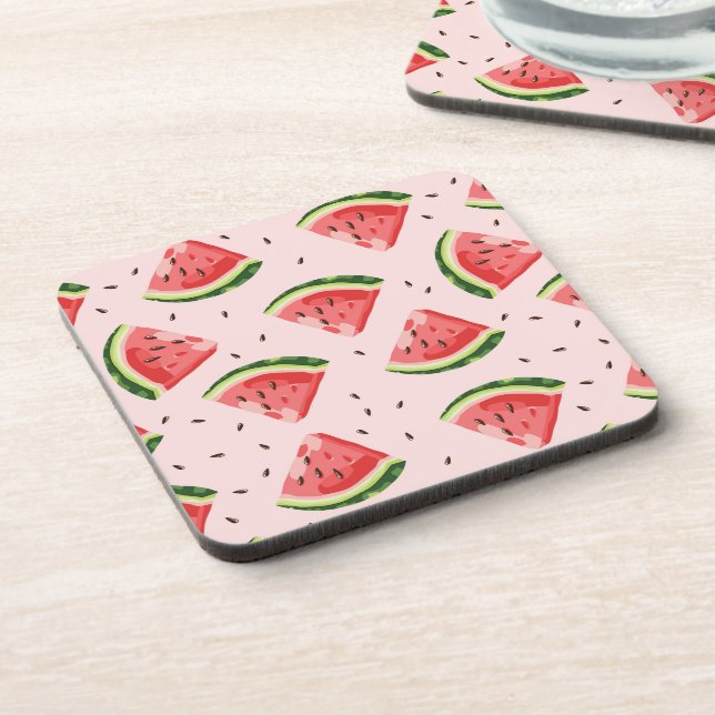 Watercolor Watermelon Fruit Pattern Coaster (Left Side)