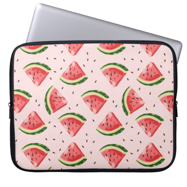 Watercolor Watermelon Fruit Pattern Laptop Sleeve (Front)
