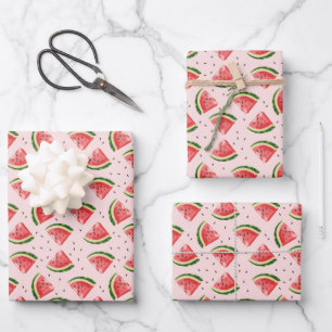 Watercolor Watermelon Fruit Pattern Wrapping Paper Sheet