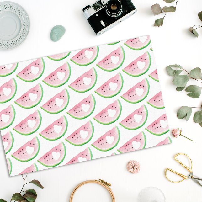 Watercolor Watermelon Heart Pattern Tissue Paper (Creator Uploaded)