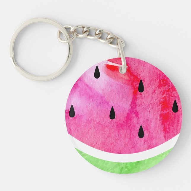Watercolor Watermelon Key Ring (Front)