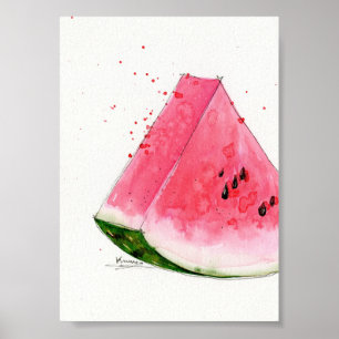 Watercolor, Watermelon Kitchen art Poster