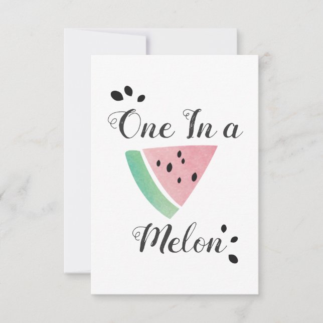 Watercolor Watermelon One in a Melon Birthday Card (Front)
