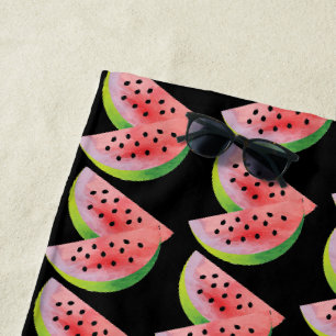 Watercolor Watermelon Pair Summer Pattern Beach Towel