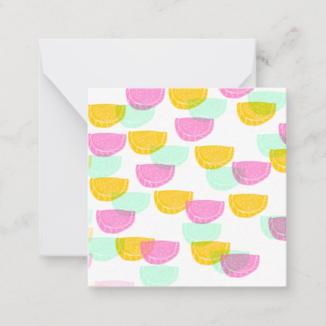Watercolor Watermelon Pink Green Yellow Pattern   Card (Front)