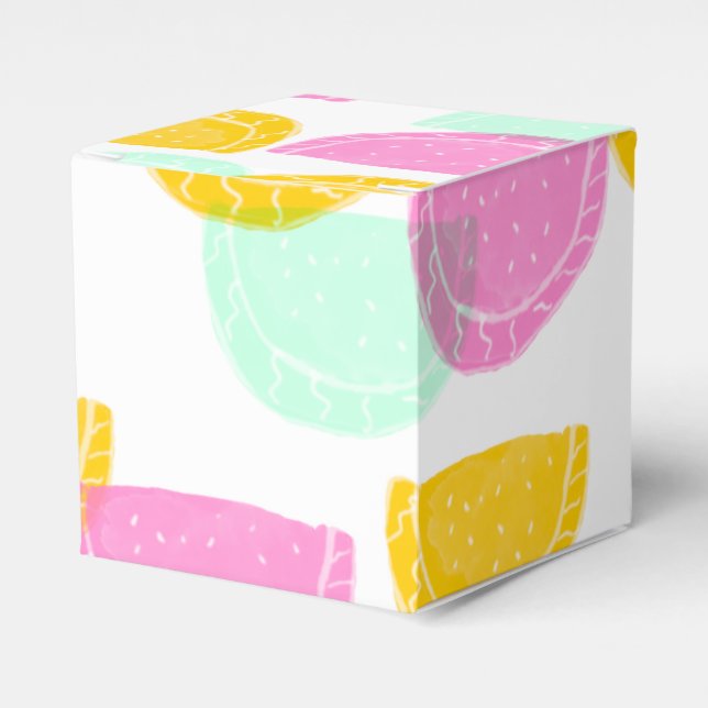 Watercolor Watermelon Pink Green Yellow Pattern   Favour Box (Front Side)