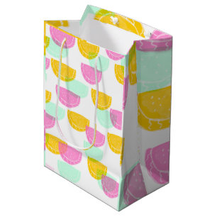 Watercolor Watermelon Pink Green Yellow Pattern    Medium Gift Bag