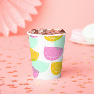 Watercolor Watermelon Pink Green Yellow Pattern    Paper Cups