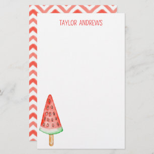 Watercolor Watermelon Popsicle Stationery