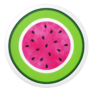 Watercolor Watermelon Slice Round Paper Coaster Ceramic Knob
