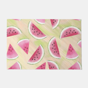 Watercolor Watermelon Slices Paint Brush Strokes Doormat