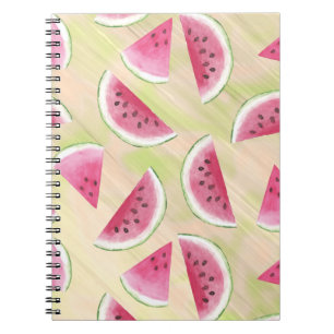 Watercolor Watermelon Slices Paint Brush Strokes Notebook