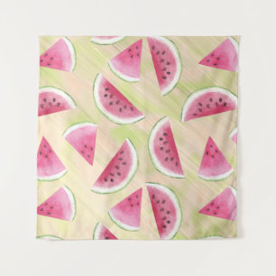 Watercolor Watermelon Slices Paint Brush Strokes Tapestry