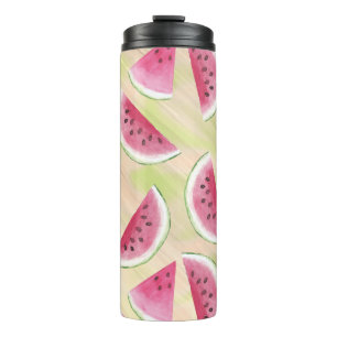 Watercolor Watermelon Slices Paint Brush Strokes Thermal Tumbler