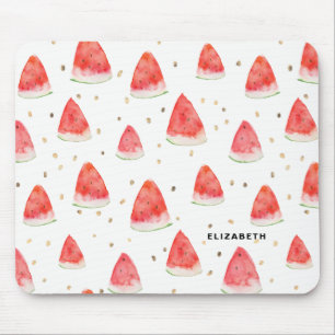 Watercolor Watermelon Slices Pattern Personalised Mouse Pad