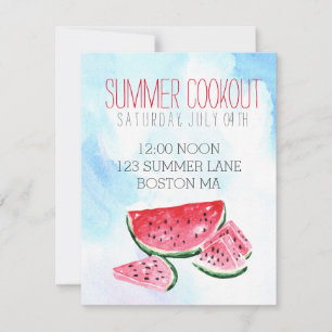 watercolor watermelon summer cookout Invitation