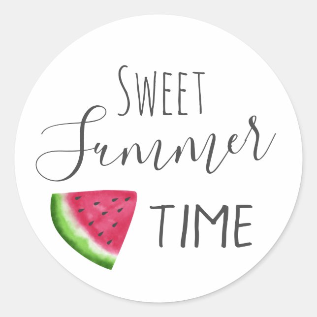 watercolor watermelon sweet summer time classic round sticker (Front)