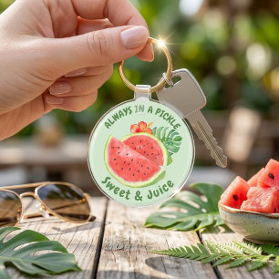 Watercolor Watermelon Tropical Floral Cute Summer Key Ring