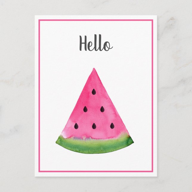 Watercolor Watermelon Wedge Postcard (Front)