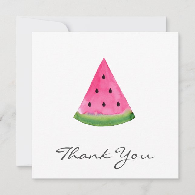 Watercolor Watermelon Wedge Thank You Card (Front)
