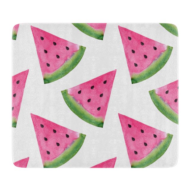 Watercolor Watermelon Wedges Cutting Board (Front)